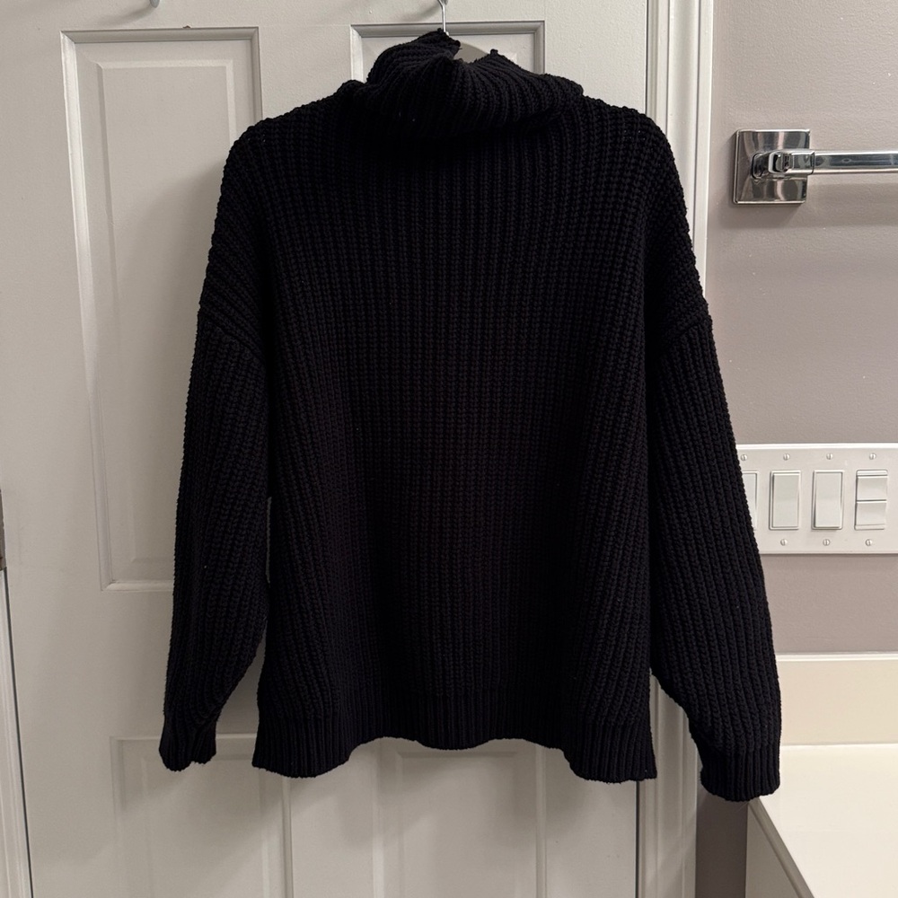 Free People Black Oversized Ribbed Turtleneck Sweater - Picture 6 of 6